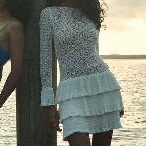 DÔEN Amelina Dress – White Crochet Drop Waist – Size S